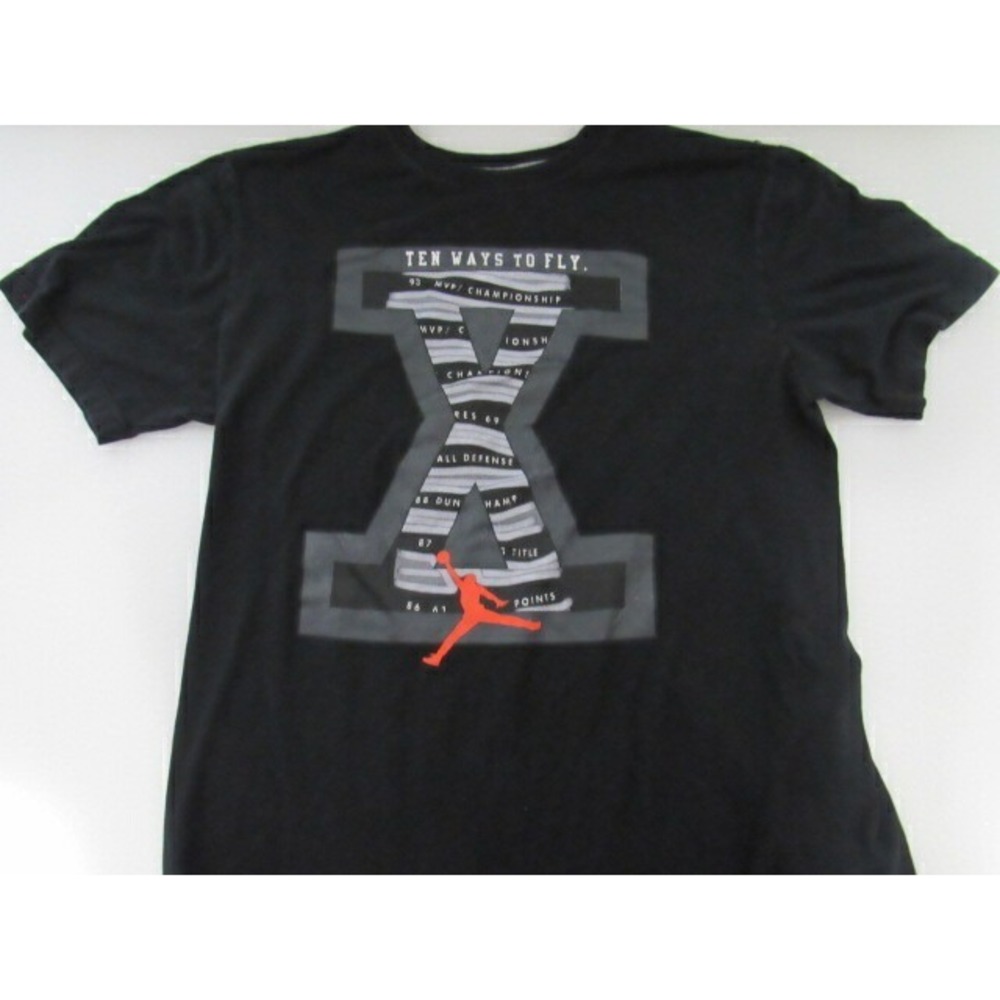 Jordan Ten Ways to Fly  Black T-Shirt Sz L